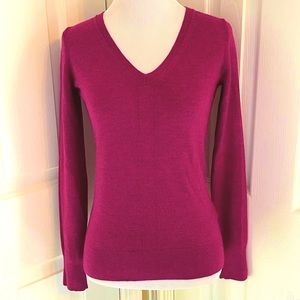 Banana Republic Pink Merino Wool V Neck Sweater, XS